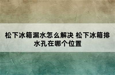 松下冰箱漏水怎么解决 松下冰箱排水孔在哪个位置